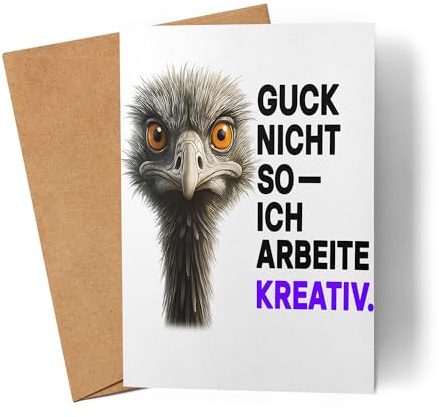 Lilavie-Design Guck Nicht so ich arbeite kreativ Karte Grußkarte Arbeit Büro lustig Strauß kreativ Geschenk Motivation