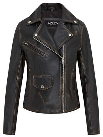 Womens Leather Biker Classic Brando Moto Ladies Jacket