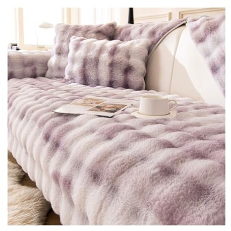 GGCYGG Weiche Plüsch rutschfeste Sofabezug,Violet,70x180cm | Maschinenwaschbar Sofa überzug, Geeignet für 1/2/3/4 Sitzer, L Form/U Form Couch überzug Sofaschoner, Hund Katze