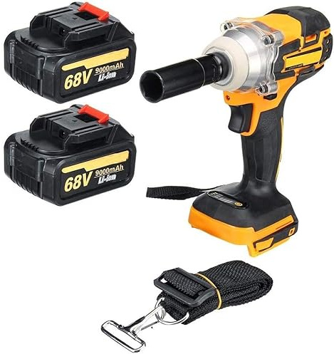 Drill, 520N.m Cordless Electric Impact Wrench Brushless Motor Screwdriver with 2 x 9000mAh Rechargeable Li-Battery AC 100-240V