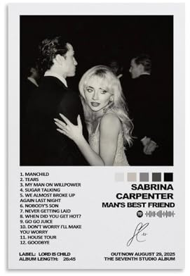 GDNWHINZL Sabrina Poster Carpenter Music Singer Vintage Album Cover Für Zimmer, Ästhetische Leinwand-Wandkunst, Schlafzimmer-Dekor Posters 12x18inch(30x45cm)