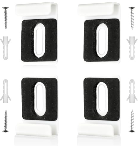 ATTEEFI 4 Stück Spiegelhalterung Wand, Edelstahl Spiegelklammern, Weiß, für 4-6 mm Spiegel, inkl, Schrauben und Dübeln, Spiegelbefestigung, für Badezimmer, Fitnessstudio, Büro