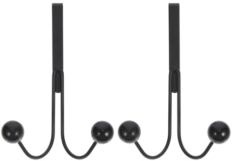 TOYANDONA Lot de 2 Crochets de Porte Noirs en Acier Manganèse, Crochet Mural sans Clou Multifonction pour Vêtements et Accessoires, Organisateur Suspendu la Cuisine, Chambre, Salle de Bain,