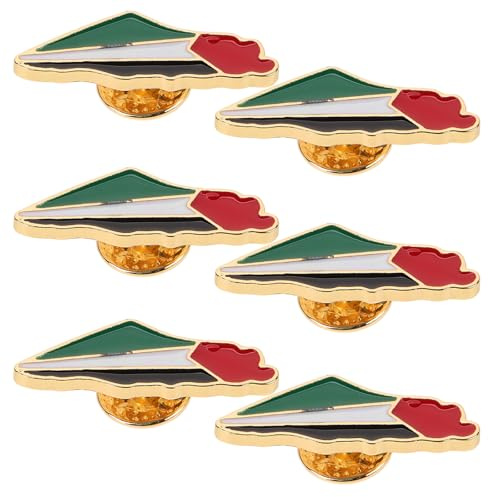 Broche 6 Pièces en Alliage de Zinc Drapeau Palestinien pour Vêtements | Facile à Fixer, Lot de Six, Finition Soignée et Motif Distinctif, pour Amis et Collègues