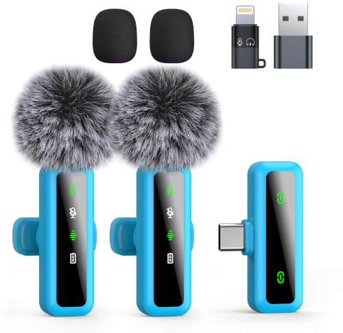 Micrófono Inalámbrico Pinza Antirruido Doble Plug&Play iOS Android Vlog 360 | Pinza 360°, antirruido, doble micrófono, plug&play, 7h autonomía, iOS/Android/PC, ideal Vlog streaming, con paravientos.