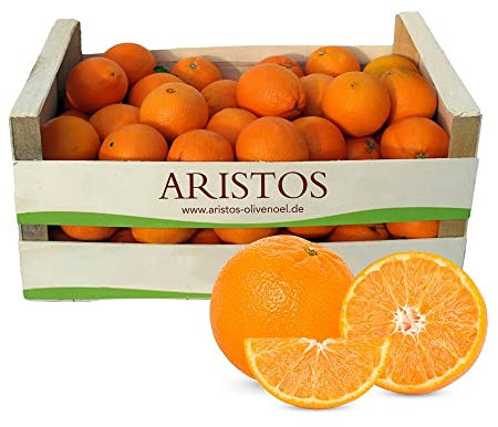 ARISTOS Griechische Orangen Tafelorangen Unbehandelte Apfelsinen Ungewachst Orangenschale auch als Saft-Orangen | Schale zum Kochen Backen Marmelade geeignet | Navel Orangen (12 kg)