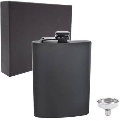 Flask for Liquor and Funnel - 8 Oz Leak Proof 18/8 Stainless Steel Pocket Hip Flask, Alcohol Flask for Discrete Shot Drinking of Alcohol, Whiskey, Rum and Vodka | Gift for Men