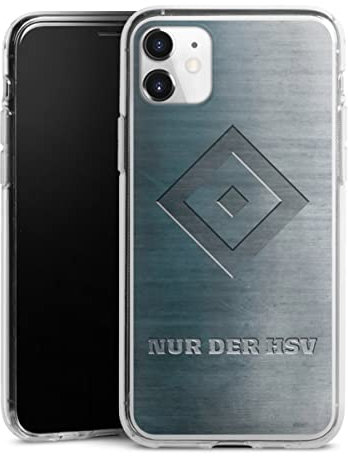 Silikon Hülle kompatibel mit Apple iPhone 11 Case transparent Handyhülle HSV Hamburger SV Metallic Look