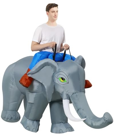 Inflatable Elephant Costume Adult Fancy Dress Game Cosplay Inflatable Costume Silver
