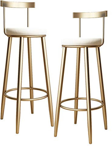 Tabourets de Bar à Hauteur de comptoir avec Dossier Tabouret Haut Coussin en Velours en métal doré Cuisine Petit-déjeuner Chaise Repose-Pieds pour Bistro Pub Chaise Salle à Manger Café