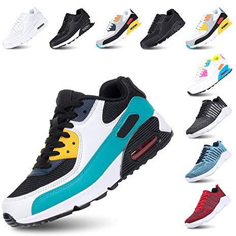 Hitmars Chaussures de Course Homme Femme Running Sport Fitness Respirantes Legere Gym Athlétique AIR Sneaker Vert 44