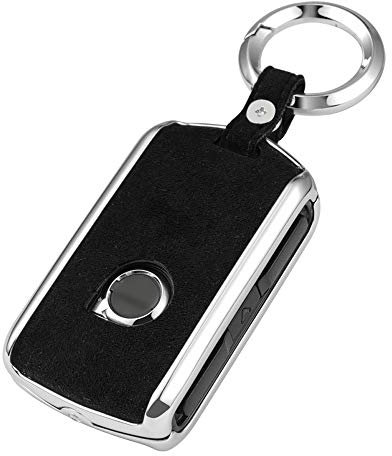 ontto Smart Autoschlüssel Hülle Fall Abdeckung für Volvo V70 XC60 XC90 S90 V90 XC70 S80 3 Tasten Premium Wildleder Schlüsselbox Schlüssel Tasche Schlüsselschutz Schlüsselanhänger-Schwarz