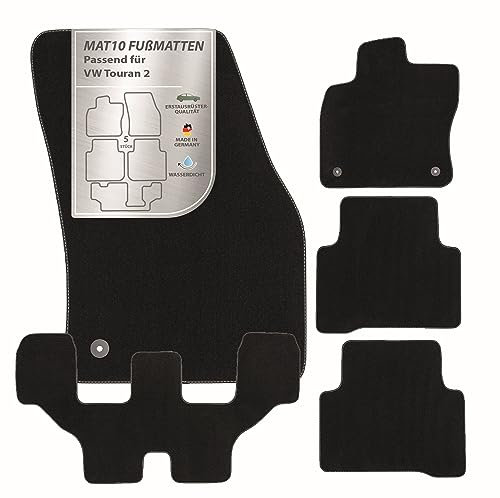 MAT10 – Auto-Fußmatten passend für VW Touran 2 (ab BJ 09/2015, 7-Sitzer, Typ 5T) aus Velours| 5-teiliges Automatten Set | langlebige Erstausrüsterqualität, Made in Germany