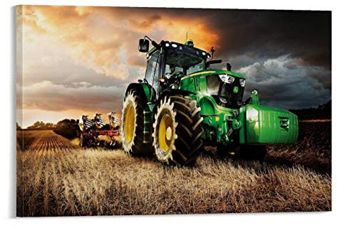 Huangchen John Deere Traktor Retro Auto Poster Dekorative Malerei Leinwand Wandkunst Wohnzimmer Poster Schlafzimmer Gemälde 40 x 60 cm