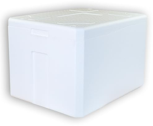 2 Thermoboxen Styropor XXL 64, 5Liter mit Deckel - Kühlbox Styropor - Wiederverwendbarer Isolierbehälter/Transportbox | Große Styropor Kühlbox