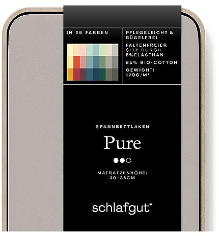 Schlafgut Pure Spannbettlaken 90x200cm bis 100x220cm - 95% Biobaumwolle, 5% Elasthan, Oeko-TEX Zertifiziert, Sand Mid, Matratzenhöhe bis 35cm