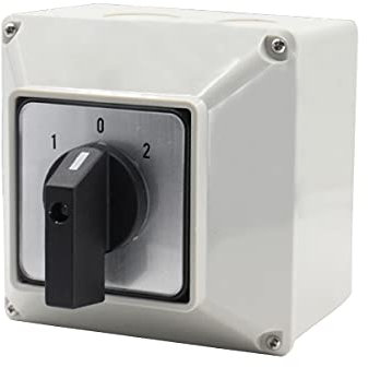 1 commutateur rotatif LW26-63 - Double interrupteur rotatif - 3 positions - 8 bornes - Boîte étanche - 220 V - 63 A