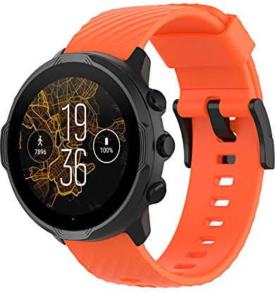 Yikamosi 24MM Schnellverschluss Weiches Silikon rostfreiem Metallverschluss Ersatzbänder für Frauen und Männer Kompatibel mit Suunto 7/Suunto 9/9 Baro,Orange