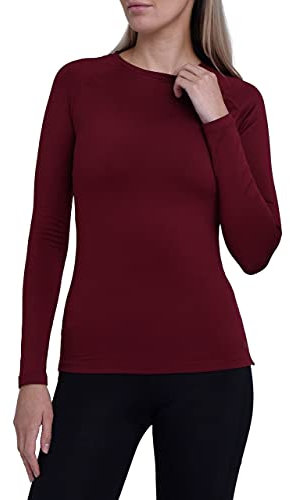 TCA Super Thermal Top Women - Ladies Thermal Vest - Thermals Womens - Ski Base Layer Women - Workout Tops for Cold Weather - Cabernet, L