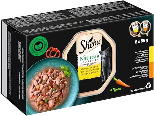 Sheba Nature`s Collection in Sauce - Feinstes Katzennassfutter in der Schale - Geflügel Variation - 32 x 85g