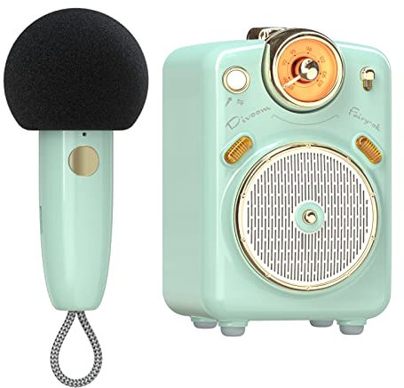 Divoom Fairy-OK Portable Bluetooth Speaker with Karaoke Microphone, Handheld KTV Microphone for Adults/Kids, Home Party Karaoke Device Dynamic Microphones for iOS/Android (Green)