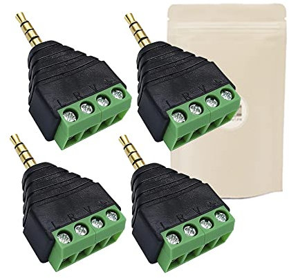 4 terminales mini jack 3,5 mm macho TRRS stereo domino micro start stop 4 pines sin costura
