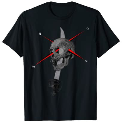 Hardcore Totenkopf mit Windrose auf Machete T-Shirt