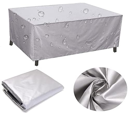 HSFFBHFBH Abdeckung Gartenmöbel 220x180x100cm Wasserdicht 420D Oxford Gewebe Rechteckig Abdeckplane Gartenmöbel Regenschutz Staubfest für Sofa Staubdicht Tisch Stühle Gartentische Silber