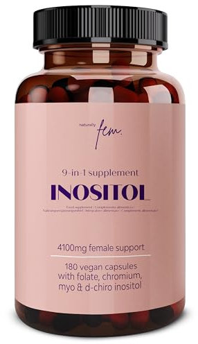 Inositol Myo and D-Chiro PCOS 4100MG – Función Metabólica, Equilibrio Hormonal y Bienestar Psicológico – 9 en 1 con Folato 5-MTHF, Cromo, Zinc, Vitamina B6, B12 y D3, Myo Inositol