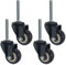 WLKINF Roulettes à tige pivotante de 1,5 pouces 38 mm, mobiles, roues meuble en polyuréthane noir, hauteur la filetée 40 charge 100 kg, avec écrou, 4 pièces (frein + universel M8) (u