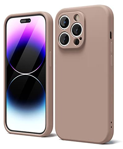 oakxco für iPhone 14 Pro Max Hülle Silikon Case mit Kameraschutz, Ultra Dünn Bunt Handyhülle Mädchen, Einfarbig Handy Hülle Slim Schutzhülle, Matt TPU Weich Gummi Glatt Silikonhülle, Braun Khaki