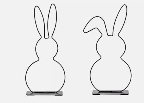 2 STK Osterhasen schwarz Metall 28cm Osterhase wk577 Hasen puristisch 2er Set Osterdeko Dekohasen Hasenpaar Edel Elegant Silouette Ostern Wohnaccessoires