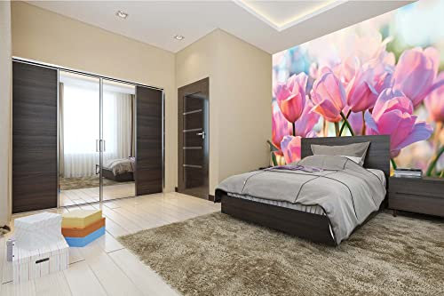 Vlies Fototapete ROSA TULPEN 375 x 250 cm (inkl. Kleister) - Vlies Tapete, Wandtapete, Wandbilder - Tapete für Wohnzimmer Schlafzimmer, Büro, Küche - Montagefertig