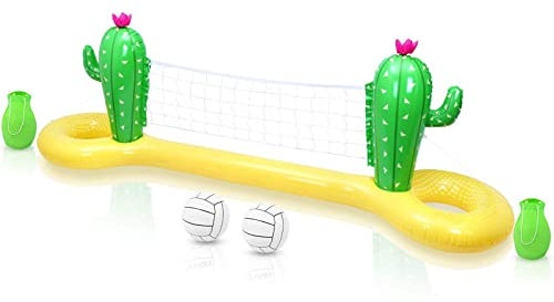 ROFRA Grand Jeu de Volley Gonflable, Filet de Volleyball de Piscine, avec Ballon Inclus pour baignade, pour Adolescents Événement Familial Carnaval, 296 * 70 * 75cm