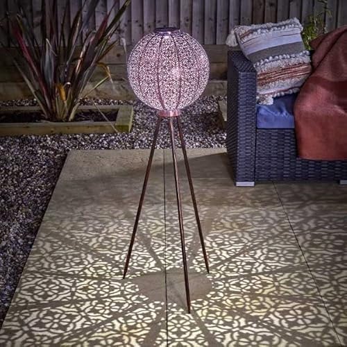 Garden Mile Solar Powered Floor Lamp - Metal Silhouette Design Free Standing Solar Lights Outdoor Garden for Balcony , Patio, Decking, Pathway Lighting (Damasque)