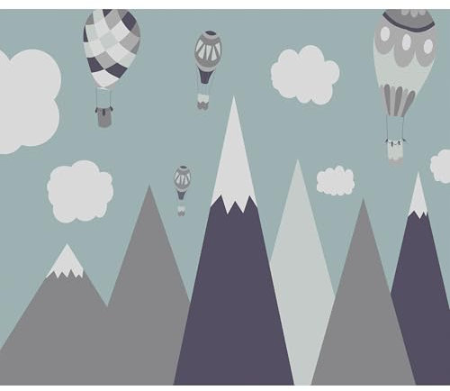 decomonkey Premium Fototapete Kinder Kinderzimmer 350x256 cm Tapete Fototapeten Vlies Tapeten Vliestapete Wandtapete moderne Wand Wandbild Schlafzimmer Wohnzimmer Landschaft Berge