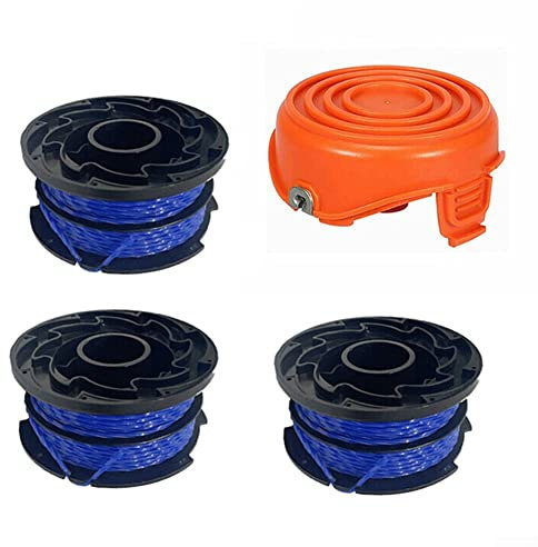 QOXEZY Ligne et couvercle, 3 bobines de fil + 1 capuchon pour débroussailleuse Black&Decker GL315 GL350 GL650, bobines de rechange à double alimentation automatique et recharges de fil
