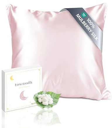 townssilk Beidseitig 100% 19mm Pure Maulbeerseide Kissenbezug für Haar und Haut Gesundheit,Kissenbezug mit verstecktem Reißverschluss 600 Fadenzahl,1 Stück Größe 50x50cm,Rosepink