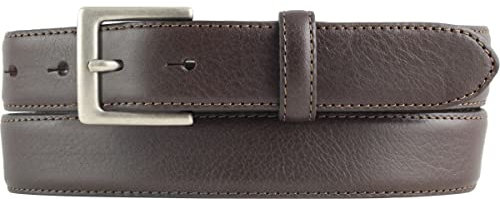 Hochwertiger Gürtel aus Vollrindleder 3,0 cm | Bombierter Ledergürtel Herren 30mm | Herren-Gürtel made in Italy | Braun 115cm