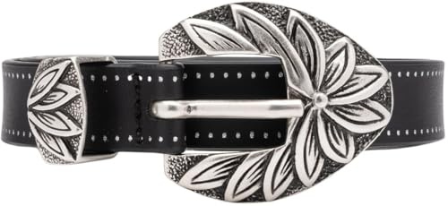 Replay Damen Gürtel mit runder Schnalle, Schwarz (Black 0098), 90