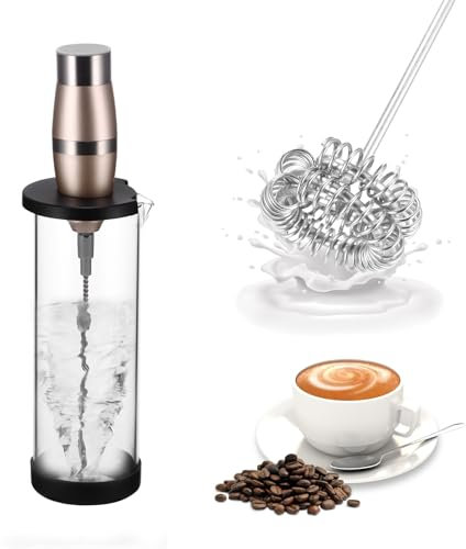 Mousseur à Lait électrique usb Rechargeable, Fouet Mélangeur à Mousse Milk Frother avec Gobelet Gradué pour Café, Matcha, Latte, Cappuccino