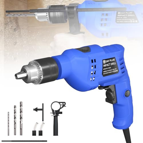 Power Hammer Drill Corded 850W, Electric Hammer Drill with 360° Rotating Handle, Variable Speed, 13mm Metal Chuck, Depth Gauge, Impact Hammer Drill with 3pc Cement Drill Bits for Wood Metal Concrete