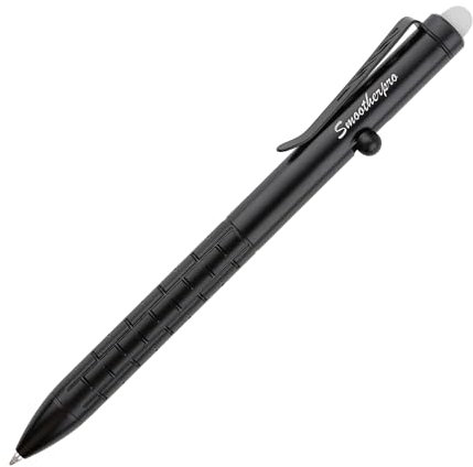 SMOOTHERPRO Löschbar Kugelschreiber | Bolt Action Stift | Taschenclip aus rostfreiem Stahl Nachfüllbar und Einziehbar | für Büro Schule Business Unterschrift (SAF150BK) | Farbe Schwarz