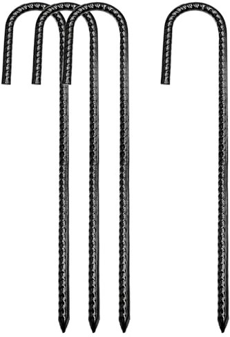 Bodenanker Stahl Bodenpfähle Erdanker J-Haken Zeltnägel 12 Zoll Bodenanker Trampolin Haken Boden Zeltheringe für Camping Zelte Zäune 4 Stück