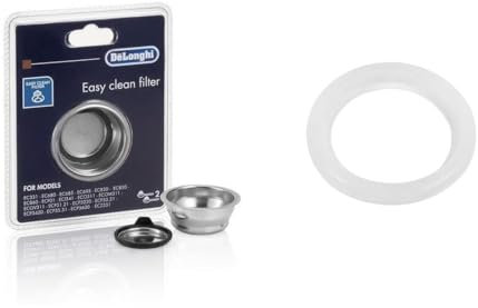 Filtro de café 1 taza compatible con DeLonghi Máquina de café Dedica Distinta Scultura Icona EC680 EC685 EC820 EC850 EC860 + junta de recambios