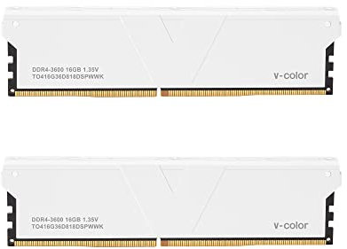 V-Color TO416G36D818DSPWWK - Memoria RAM DDR4 da 32 GB (16 GBx2), 3600 MHz (PC4-28800), CL18, per gaming, desktop, Hynix, IC, Dual Rank 1,35 V, colore: bianco