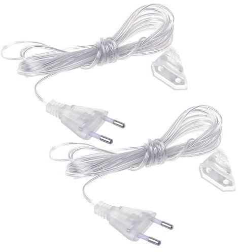 Yivom 2 Pcs Prolunga Elettrica 3 Metri, Cavo di Prolunga Elettrico Trasparente Con Spina, per Uso Esterno 220v, Lanterne a LED