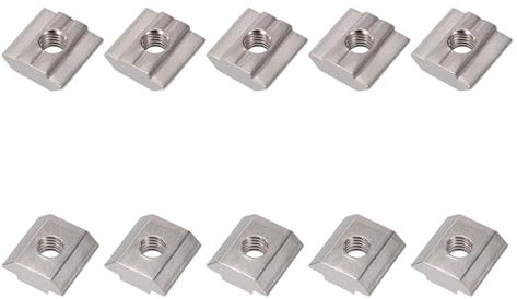 10 Stück M6 Nutsteine,T Nut Muttern Hammermutter,Nutenstein Set für Aluminiumprofil-Extrusionsschlitz 30-Serie,Silbrig T Nutenstein