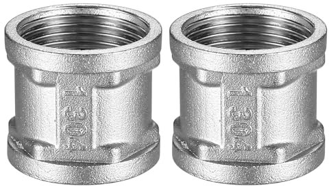 2 Stk Doppelnippel 1 Zoll, Messing Muffe 1 IG/IG, 1 Zoll x 1 Zoll Innengewinde Messing Verbindungsstück Adapter, Doppelmuffe Anschlussnippel für Rohranschluss