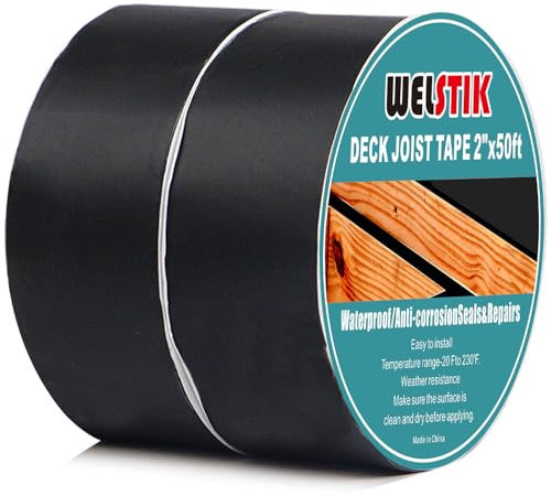 WELSTIK Joist Tape for Decking 50mm x 15m 2 Pack - Weatherproof Butyl Sealant Self-Adhesive Flashing for Wood Decks, Beams, Roof